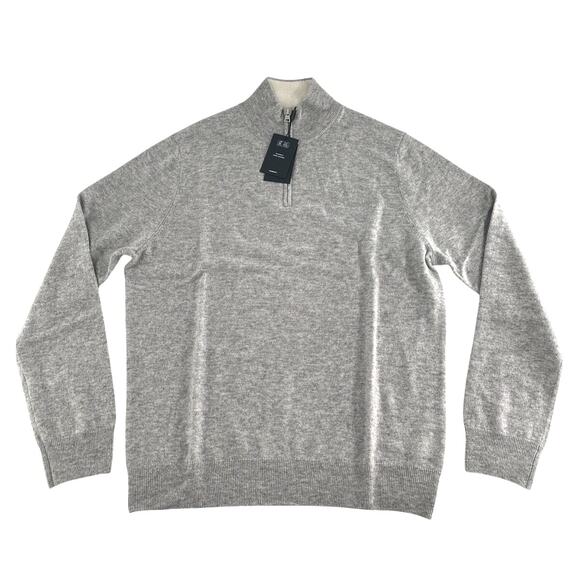 Naadam Signature Cashmere Color Blocked Quarter Zip Sweatshirt Size L - Picture 6 of 14